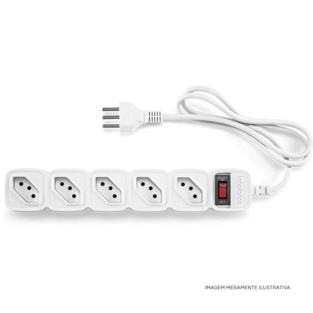 Filtro De Linha 5 Tomadas Intelbras Bivolt Chave 1,0 mt Epe 205 BR Branco - 4824200