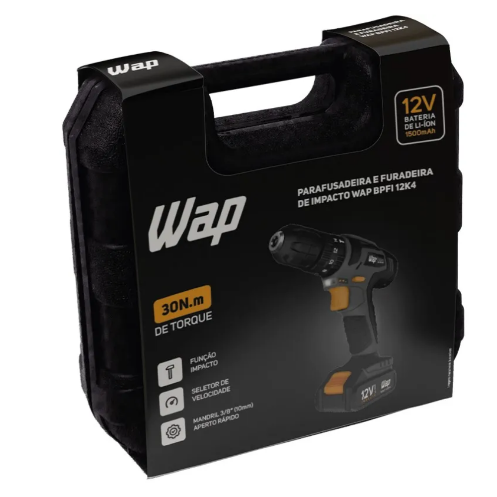Parafusadeira e Furadeira de Impacto C/ Bateria Wap 12V - BPFI 12K4