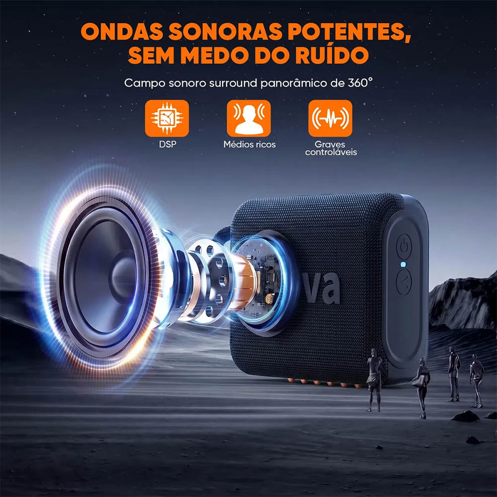 Caixa de Som Portátil Bluetooth Inova Go 3 Bluetoth, USB, Cartão de Memória, Azul Marinho - RAD12417