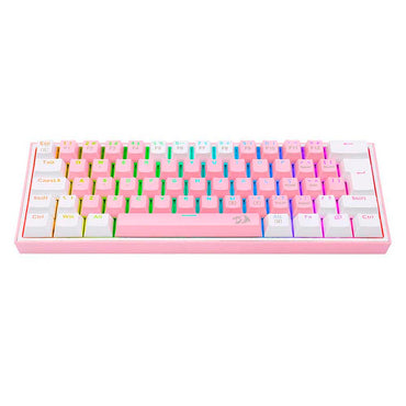 Teclado Gamer Mecanico Redragon Fizz RGB Branco Rosa/Branco Switch Azul - K617-RGB-W