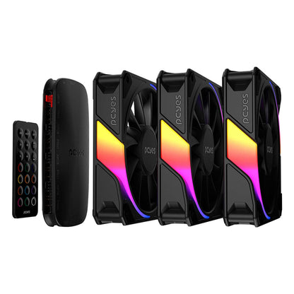 Kit 3x Cooler Fan Para Gabinete PCYes Sangue Frio 3 ARGB Black Vulcan 120mm + Controladora - K3ARGBSF3BR Truedata