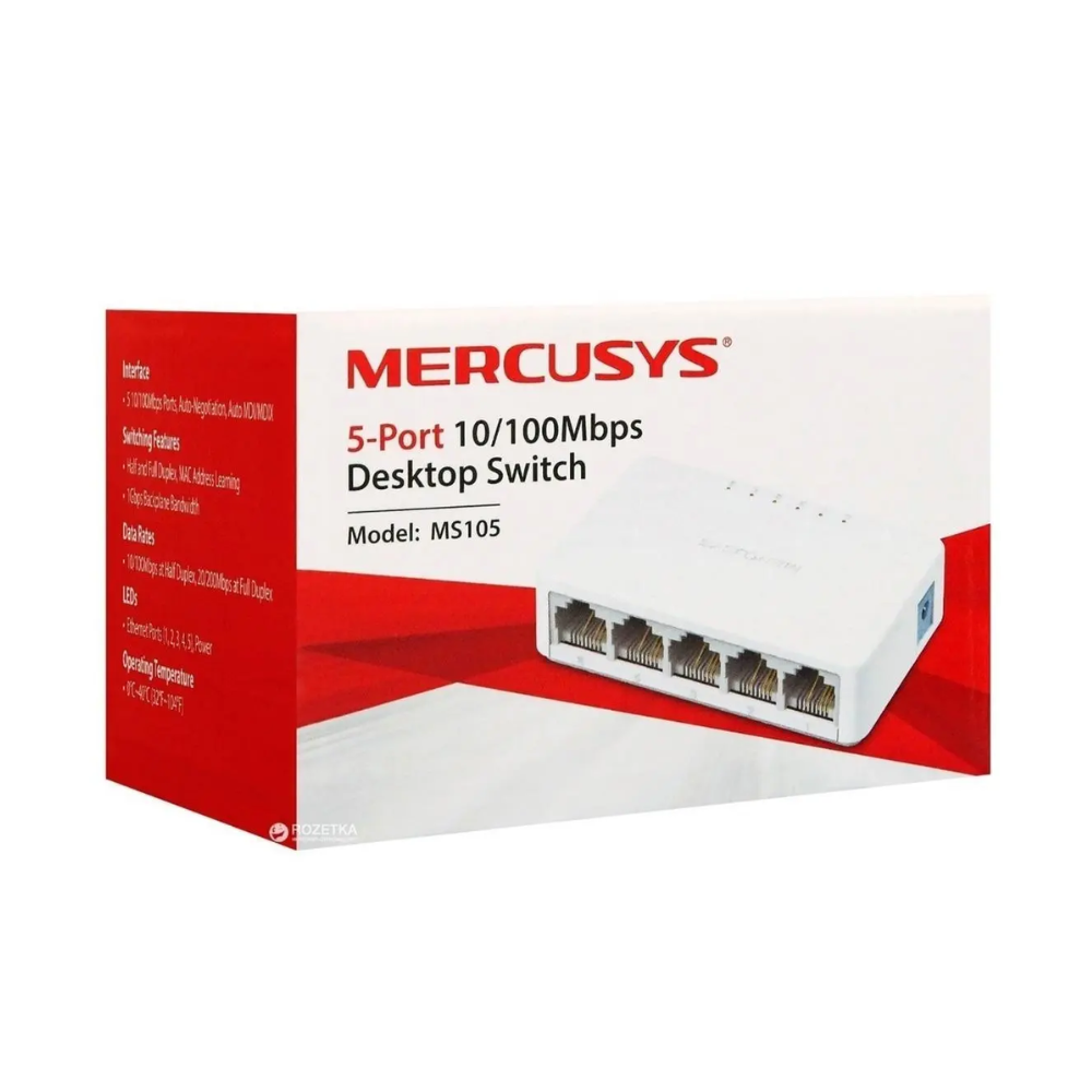 Switch 05 Portas Fast Ethernet 10/100Mbps Mercusys - MS105