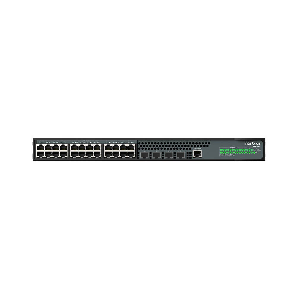 Switch 24 Portas Gigabit 10/100/1000 Mbps Intelbras + 4 SFP Gbic S2328G-A Gerenciável - 4760106