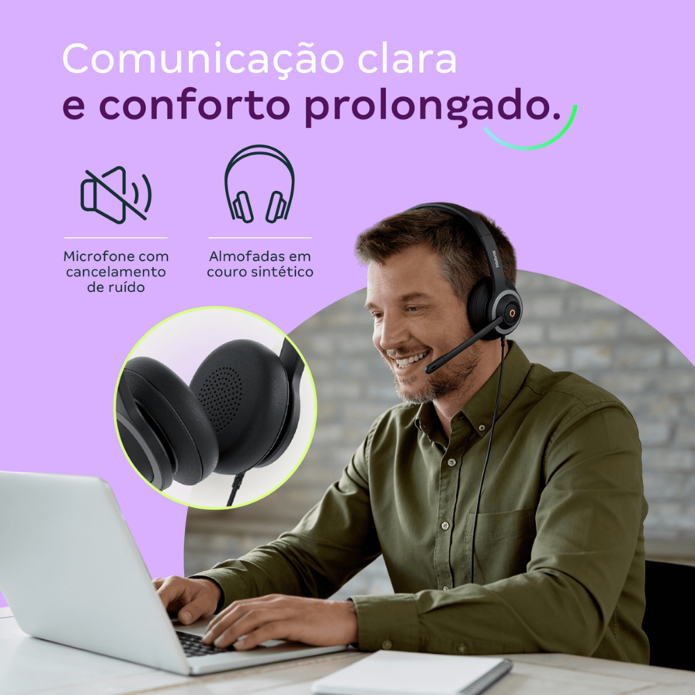 Headset intelbras WHS 70 Duo C/ Controle de Volume Usb Preto - 4010017