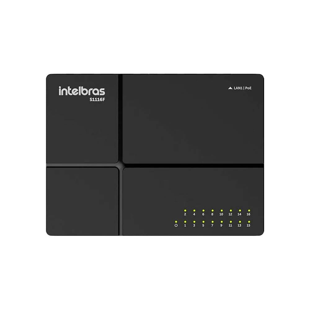 Switch 16 Portas Fast Ethernet 10/100 Mbps Intelbras - S1116F Truedata