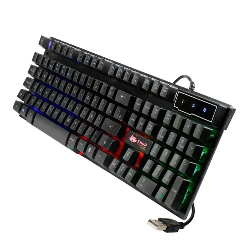 KitTeclado e Mouse Gamer Semi Mecanico Knup USB RGB Anti Ghost - KP-TE115
