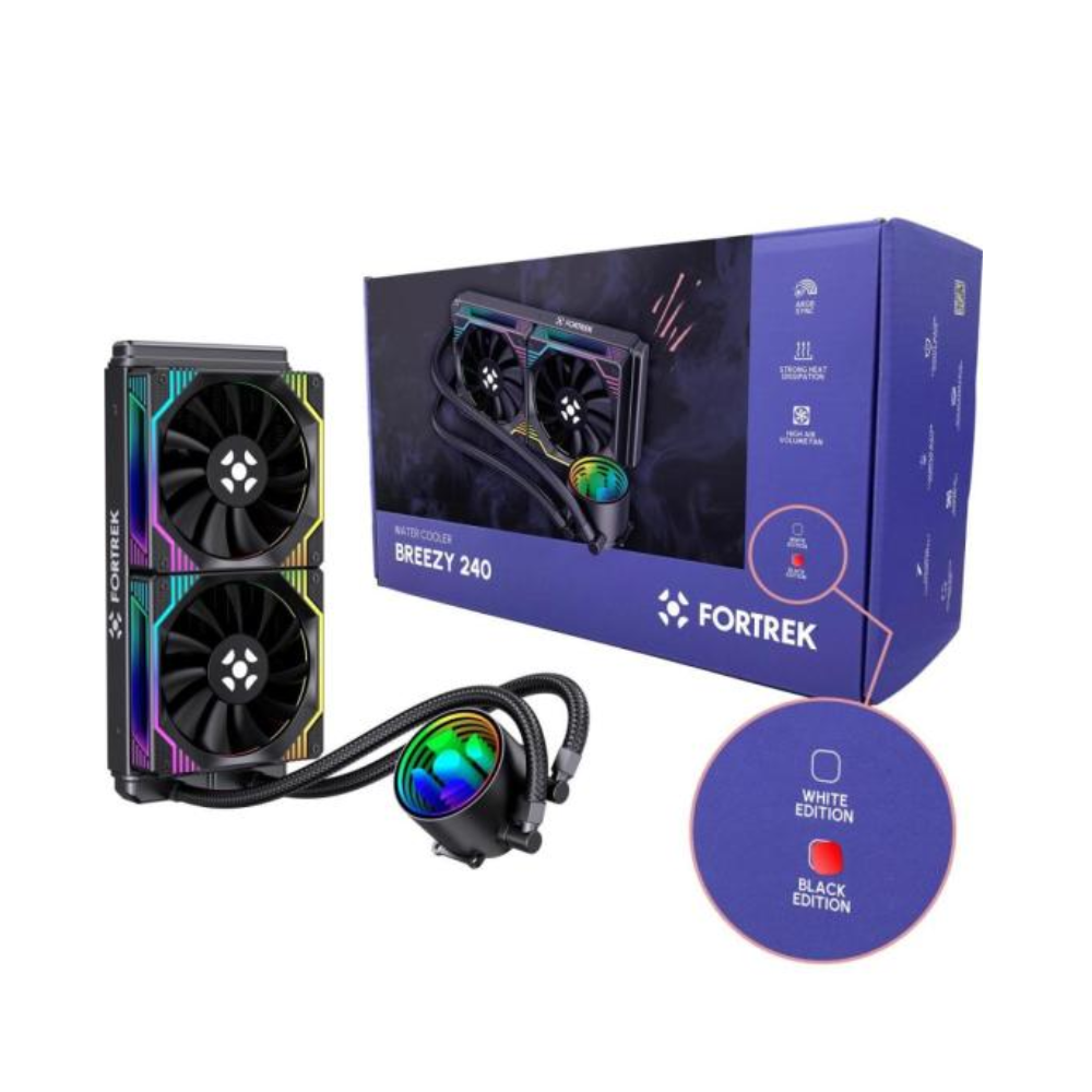 Water Cooler Dual Fan Fortrek Breezy 240mm ARGB Sync (Intel/AMD) Preto - 84960