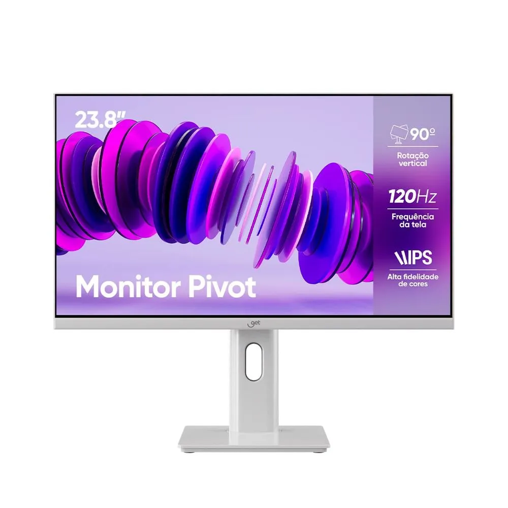 Monitor Corporativo Led 23.8 Pols Get Slim Hdmi Vga 120Hz 1920 x 1080 Branco - 72667