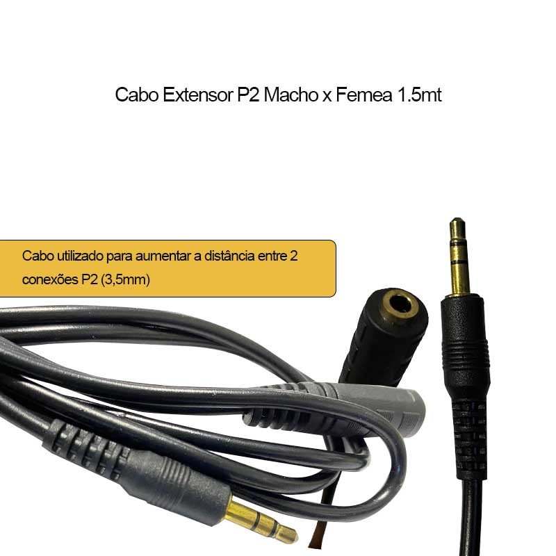 Cabo Extensor P2 Macho x Femea 1.5mt - Truedata