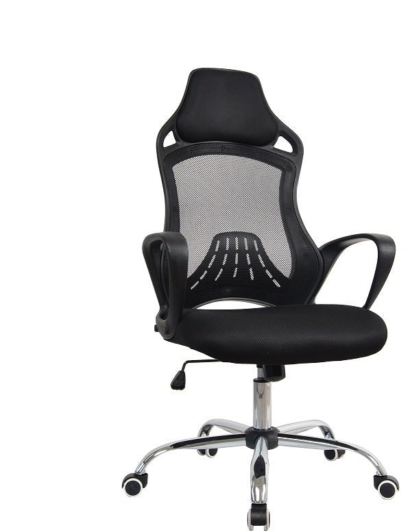 Cadeira Escritório Giratoria C/ Altura Ajustavel Base Cromada Xh - 6119 Preta - Truedata