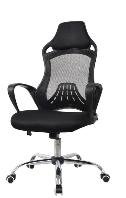 Cadeira Escritório Giratoria C/ Altura Ajustavel Base Cromada Xh - 6119 Preta - Truedata