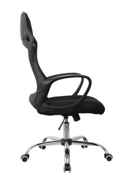 Cadeira Escritório Giratoria C/ Altura Ajustavel Base Cromada Xh - 6119 Preta - Truedata