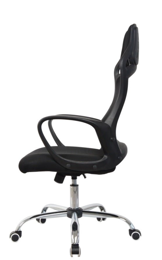 Cadeira Escritório Giratoria C/ Altura Ajustavel Base Cromada Xh - 6119 Preta - Truedata
