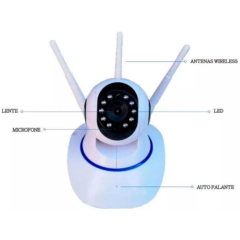 Câmera De Vigilância Babá Eletrônica IPCamera Wifi Hd C/Audio - MO - 04 - Truedata