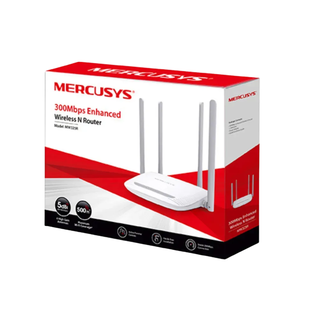 Roteador Sem Fio Mercusys Mw325r Wireless 300mbps - 4 Antenas De 5dbi De Alto Alcance