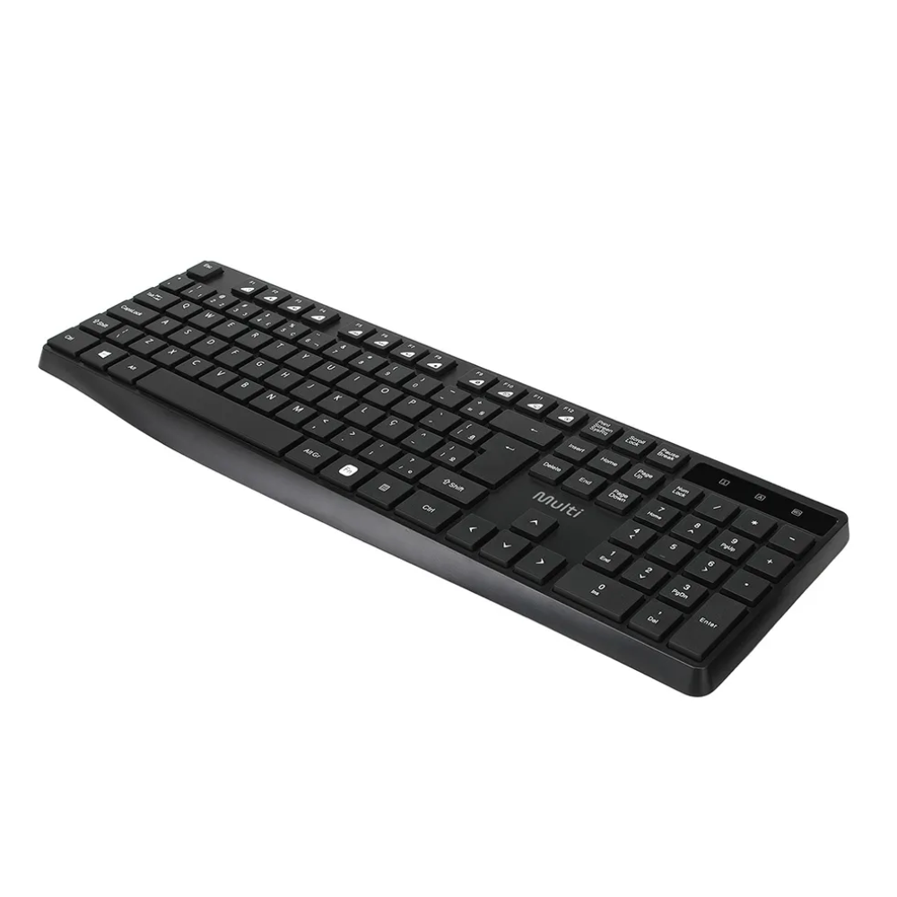 Teclado Sem Fio Wireless Multi C/ Teclas Multimídia 2.4 GHz Preto - TC611