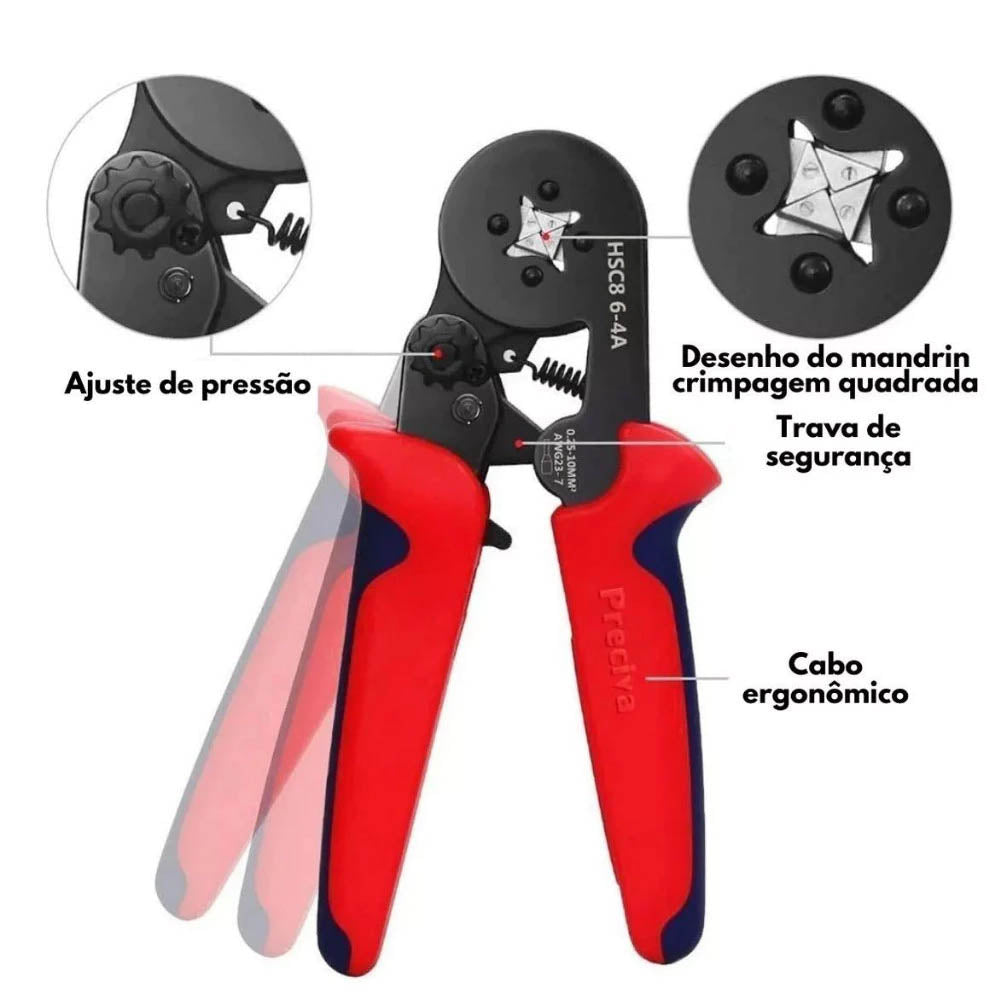Alicate De Crimpagem C/ 1200 Terminais Ilhos Tubulares - LXB-6BQZT