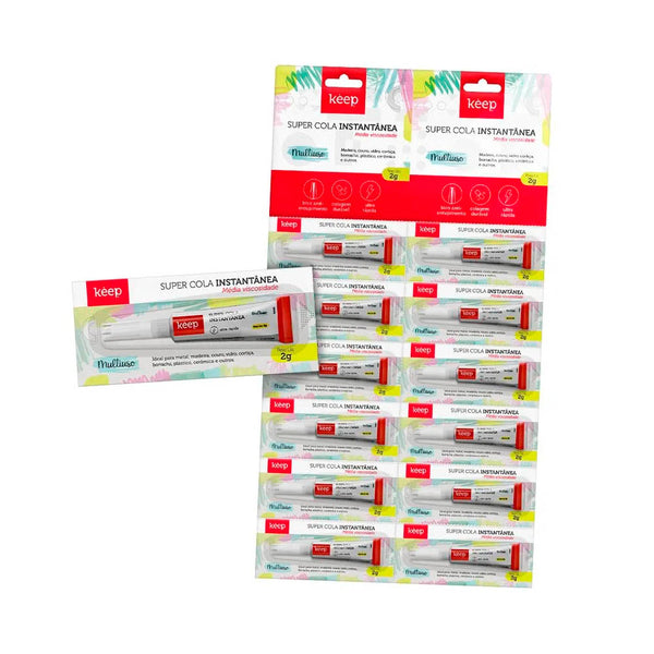 Cola Instantânea Multiuso Media Viscosidade 2g Cartela Com 12 Unidades Keep - EI083