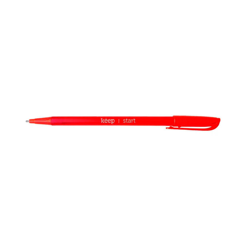 Caneta Esferográfica Ponta Média 1,0mm c/ 50 Unidades Vermelho Keep - EI092