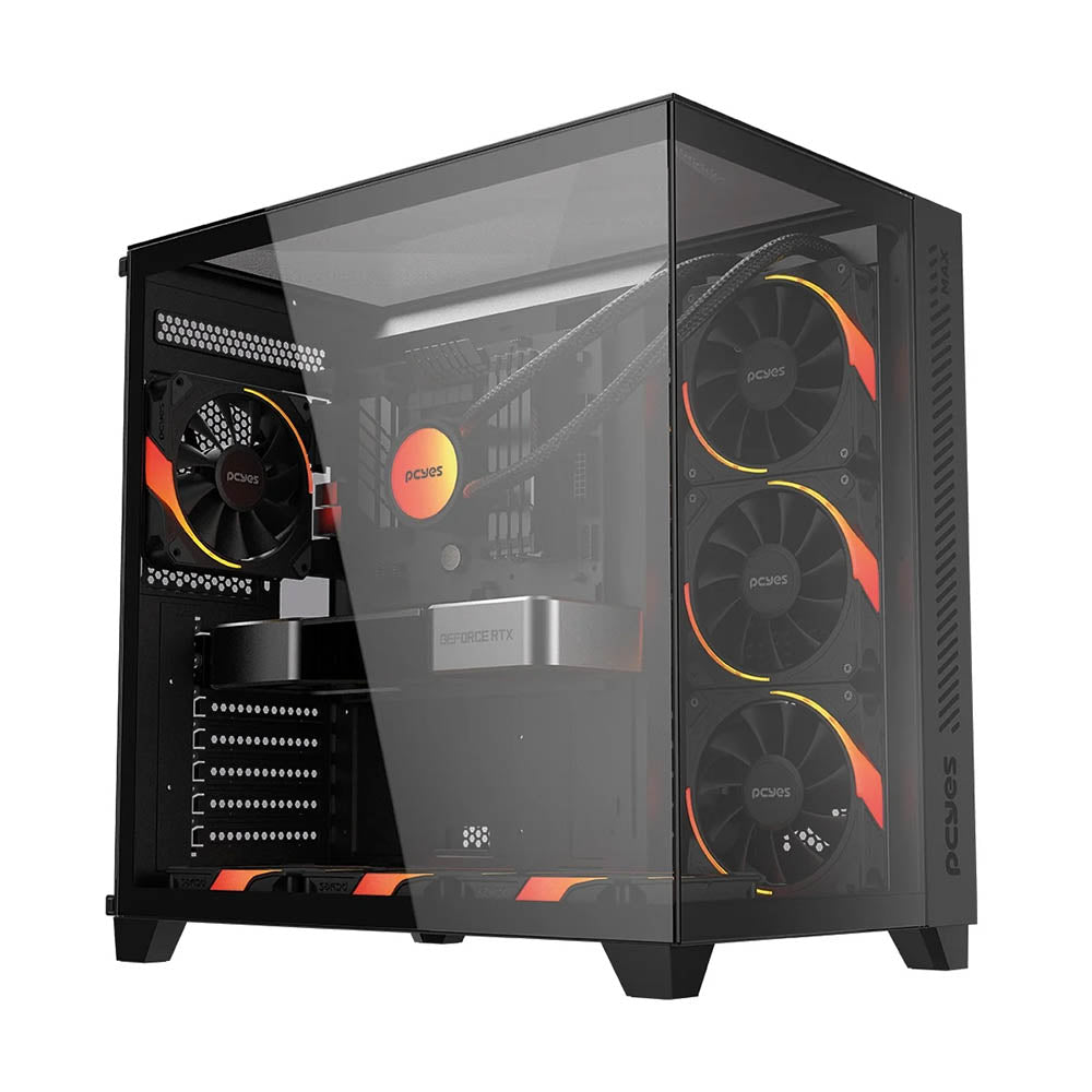 Gabinete Gamer PCYes Mid Tower Forcefield MAX Black Vulcan Preto Com Lateral e Frente em Vidro Temperado - GFFMAXBV