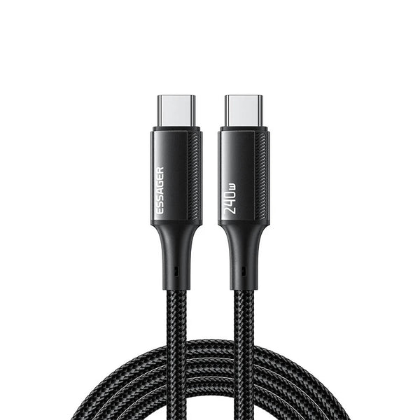 Cabo de Dados USB-C Essager 240w 1.0mt Nylon Preto - EXCTT3-JJ01-P