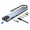 Adaptador Hub USB Tipo C 2 Portas Usb 2.0/3.0 + 2 Usb Tipo C + Leitor de Cartão SD /TF + HDMI + RJ45