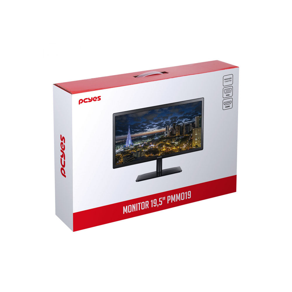 Monitor Led 19.5 Pols PCYES HDMI Vga 1366x768 1000:1 5ms C/ Cabo HDMI 2 mt - PMMO19