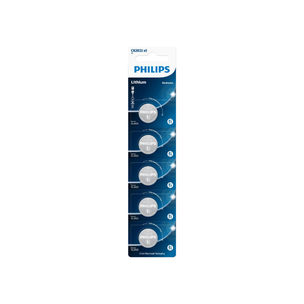 Bateria 3v Tipo Botão Cr2025 Philips (Cartela com 5) - CR2025P5B/59