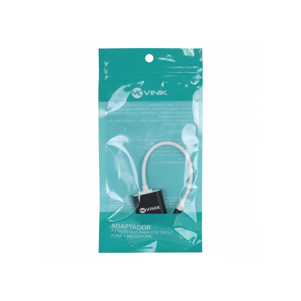 Cabo Adaptador de Som Usb Tipo C Para Microfone E Fone Vinik - ADFMUSBTC