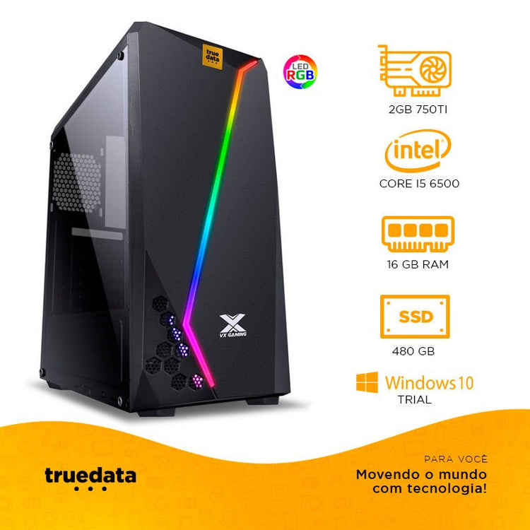 Computador Gamer Truedata 5000 Intel I5 - 6500 3.2Ghz 16gb Ssd 480gb Pl Video 750Ti 2Gb Fonte 500w - 161385 - Truedata