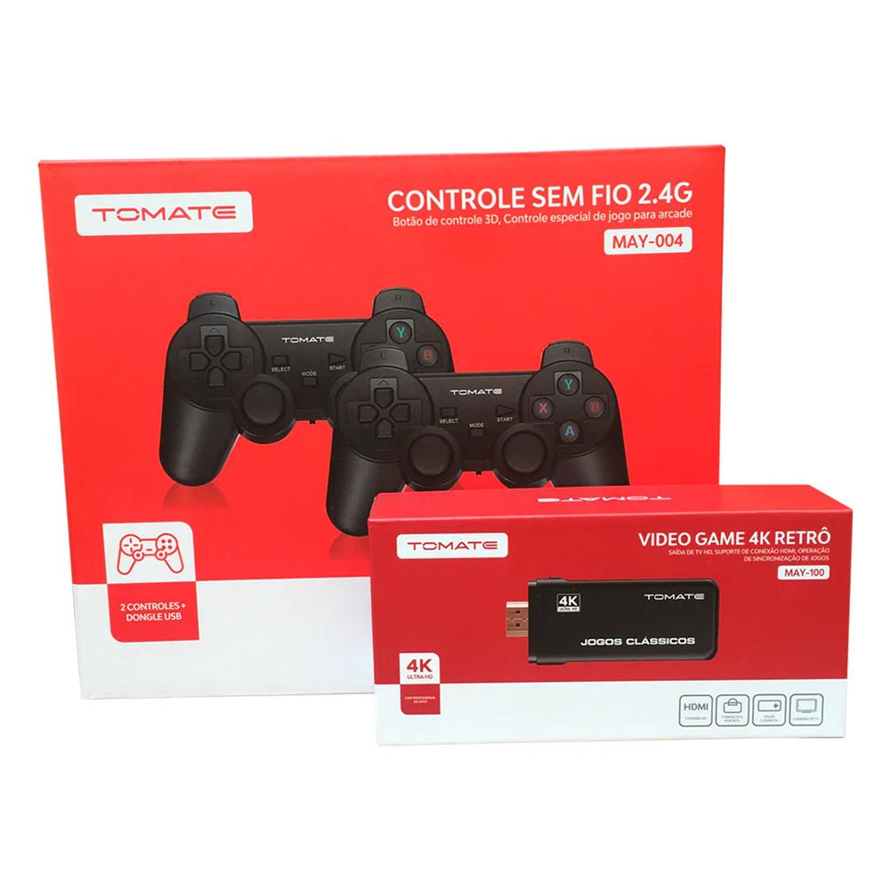 Console Video Game Retrô Stick C/ 2 Controles Wireless Tomate - MAY004 - Truedata