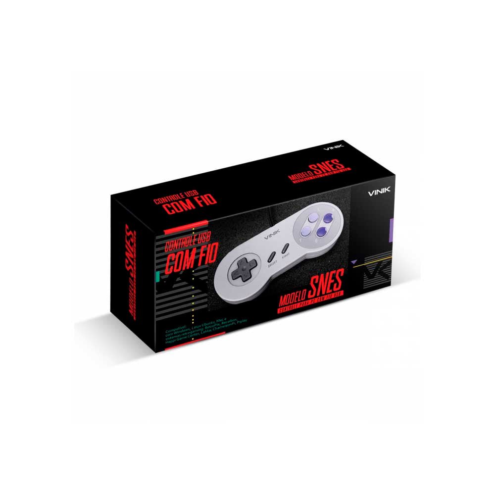 Controle SNES para PC Vinik USB - 107482 - Truedata