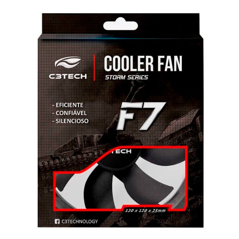 Cooler Fan para Gabinete C3Tech F7100 120x120x25mm Black - Truedata