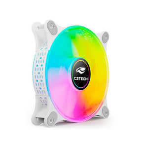 Cooler Fan para Gabinete C3Tech Led RGB 120mm Branco - F9 - L160WH - Truedata