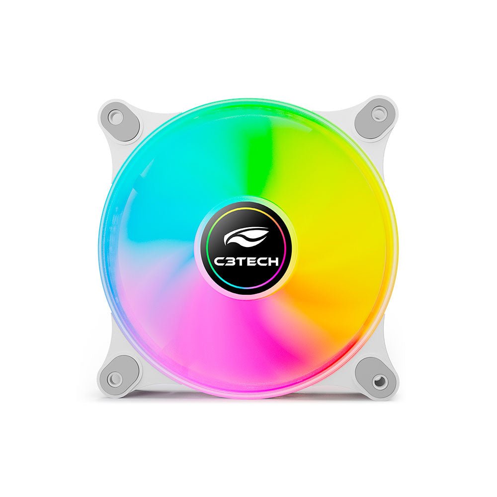 Cooler Fan para Gabinete C3Tech Led RGB 120mm Branco - F9 - L160WH - Truedata