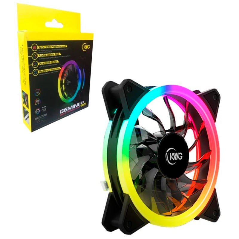 Cooler Fan para Gabinete KWG Gemini RGB 120mm - E1 - 1201 - Truedata