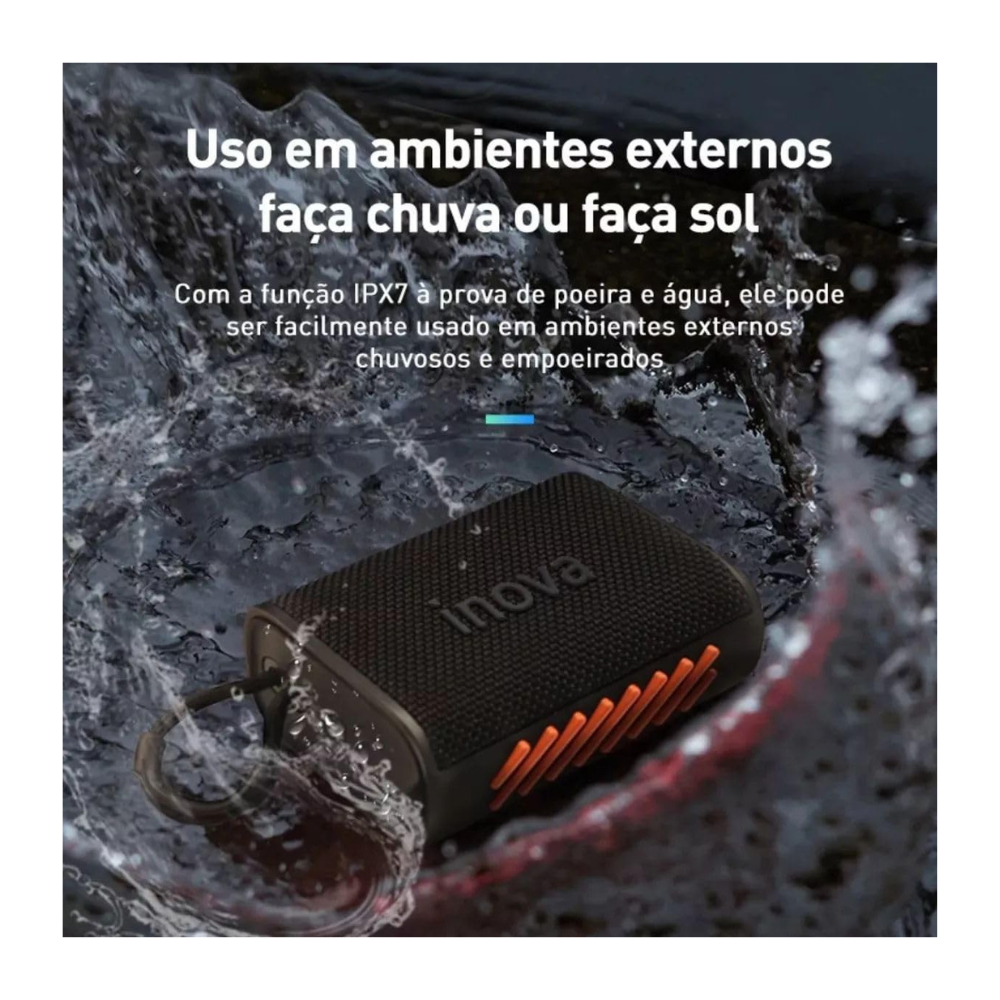 Caixa de Som Portátil Bluetooth Inova Go 4 Pro Bluetoth, RGB, Rádio FM, Azul - RAD12416