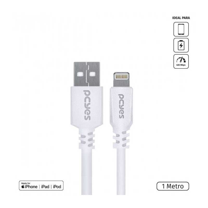 Cabo Usb Para Lightning (Iphone) 1mt PCYes Branco - PUALB-01