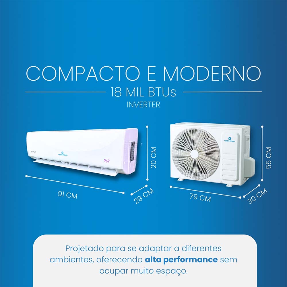 Ar-Condicionado Split Pop Inverter 18.000 BTUs Frio Classe A Techfrio 220V