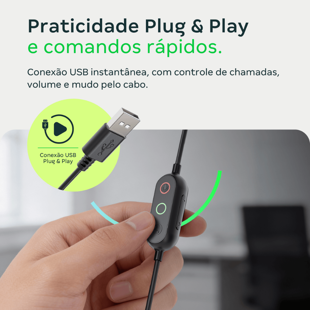 Headset intelbras WHS 70 Duo C/ Controle de Volume Usb Preto - 4010017