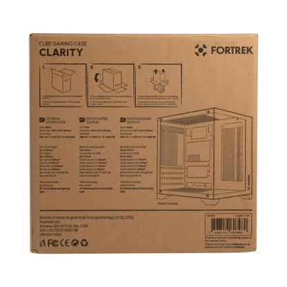 Gabinete Gamer Fortrek Mid Tower Clarity C/ Lateral Em Vidro Temperado Preto - 83456