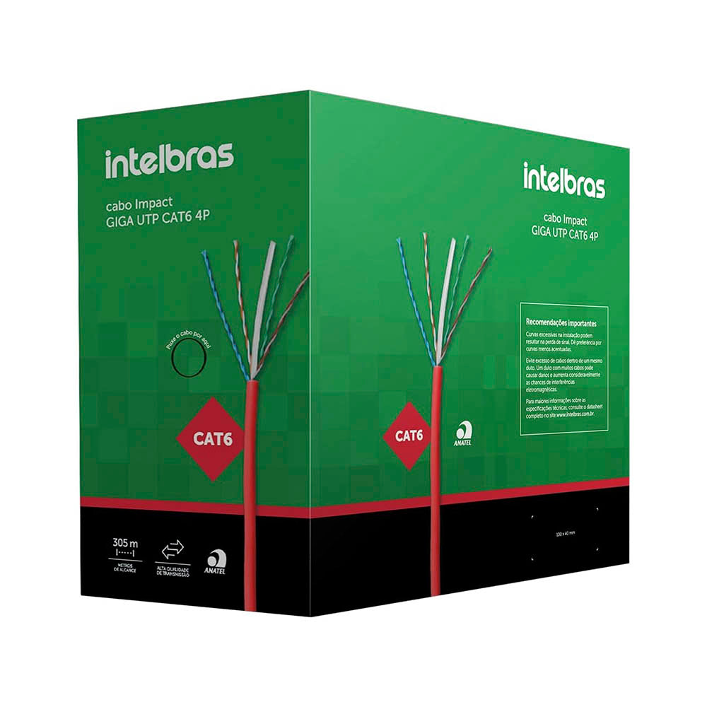 Cabo De Rede U/UTP 4 Pares Cat6 Impact Giga Intelbras IG6CAZ - Venda em Metros