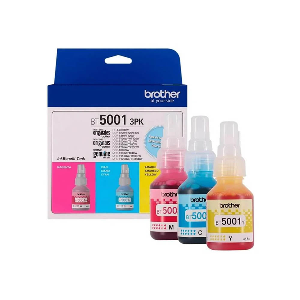 Kit de Refil De Tinta Brother BT5001 - Ciano Amarelo e Magenta - BT50013PK