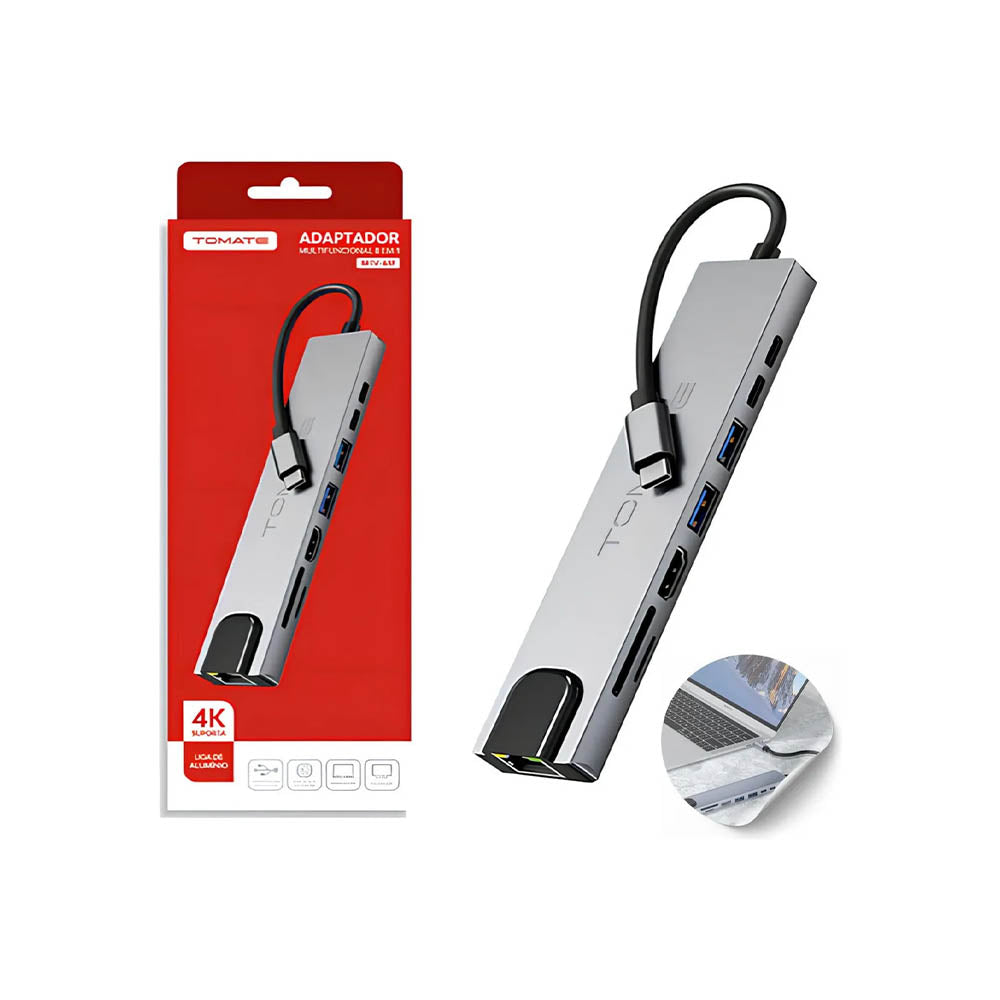 Hub USB Tipo C P/ HDMI + 2 Portas Usb + USB-C + Power Delivery 100W + SD Tomate - MTV-619