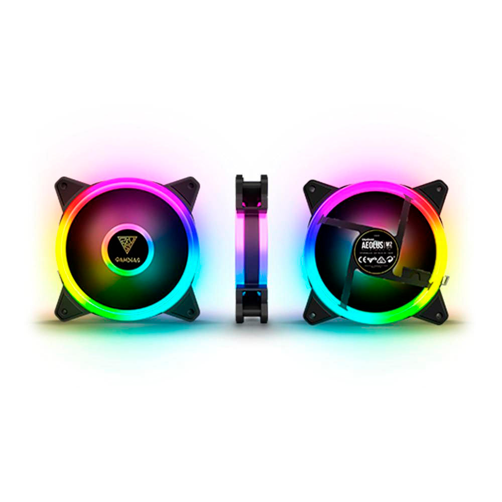 Kit c/ 4 Cooler Fan para Gabinete Gamdias Aeolus RGB 120mm C/ Fita Led e Controladora - M2-1204R ELITE Truedata