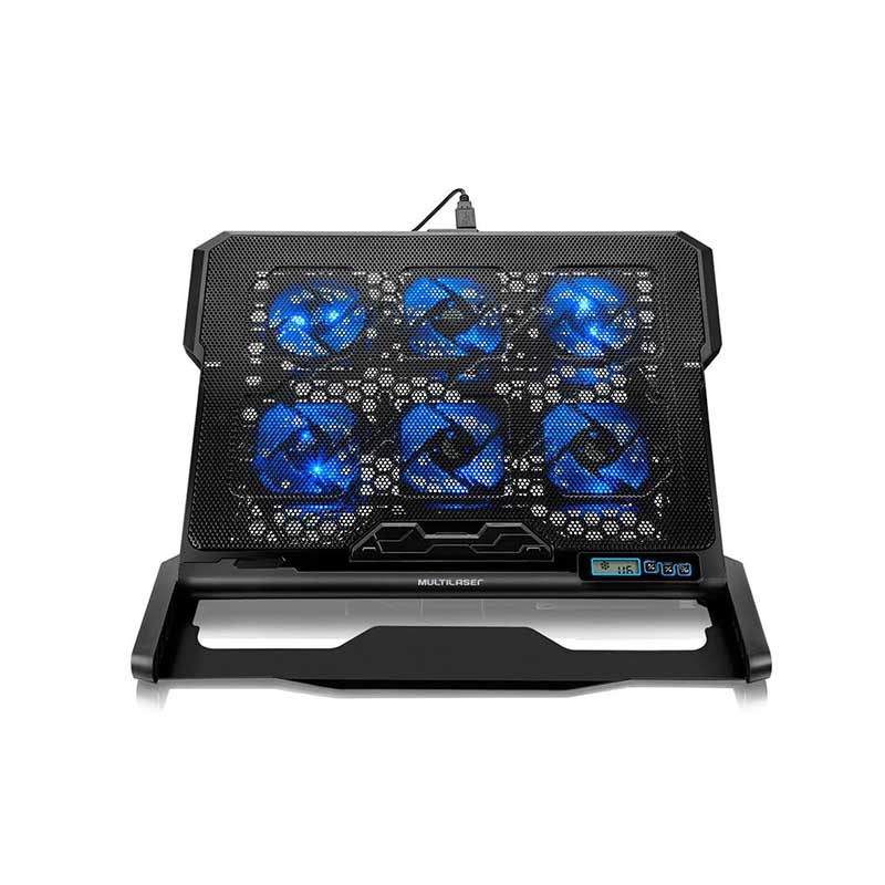 Suporte Cooler Para Notebook Multilaser Led Azul c/ 6 Fans - Ac282