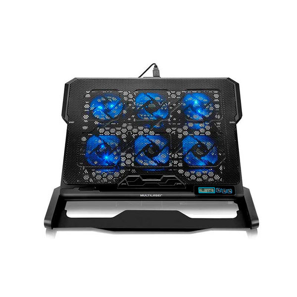 Suporte Cooler Para Notebook Multilaser Led Azul c/ 6 Fans - Ac282