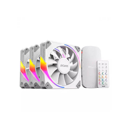 Kit 3x Cooler Fan Para Gabinete PCYes Sangue Frio 3 ARGB 120mm + Controladora - K3ARGBSF3WGBR Truedata