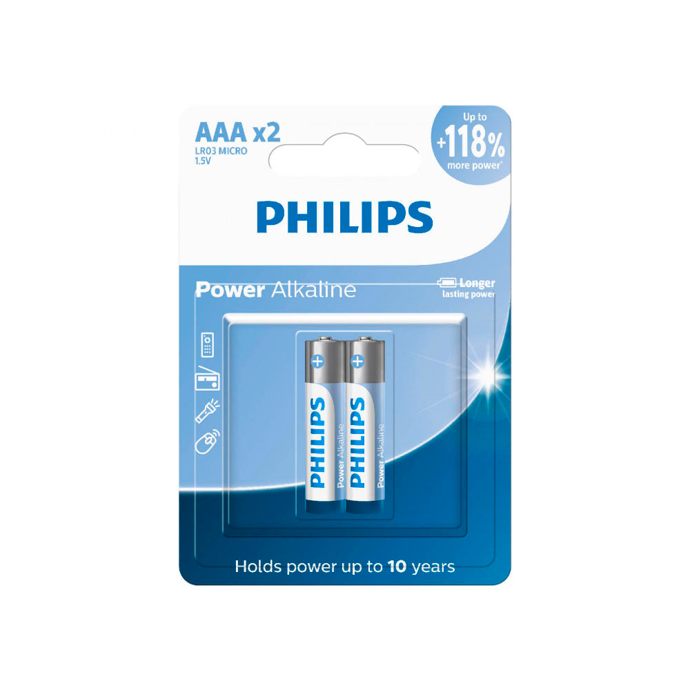 Pilha Alcalina AAA Palito Philips LR03P2B/59 (Cartela C/2 Pilhas) - 107611 Truedata