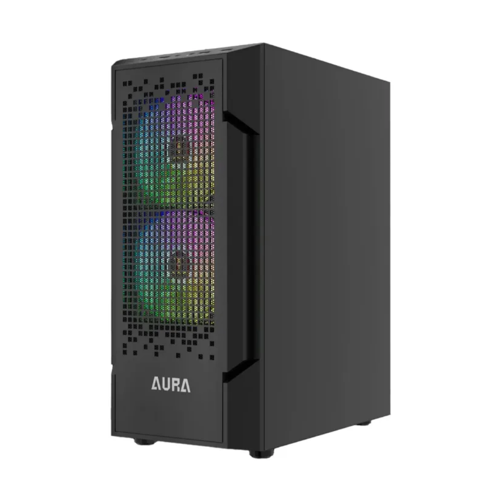 Gabinete Gamer Gamdias Mid Tower Aura GC7 Preto Com Lateral em Vidro Temperado + 3 Fans ARGB